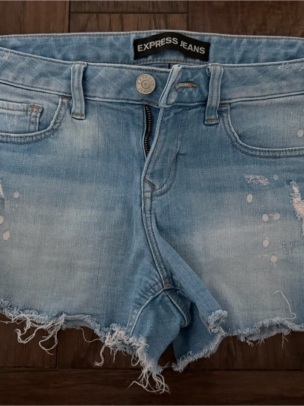 Express Light Blue Denim Shorts with Branded Waistband